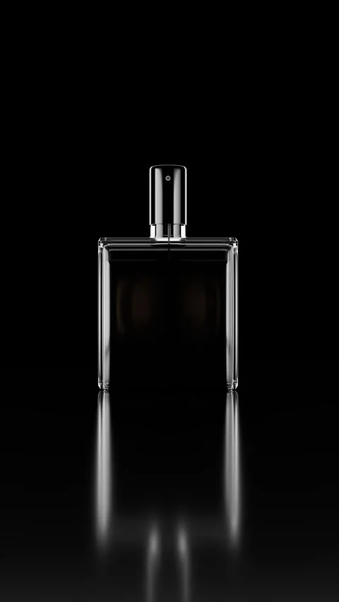 Mockup Perfume Bottle Isolated on Reflective Surface With Sleek Black BG Stock Footage 316310346