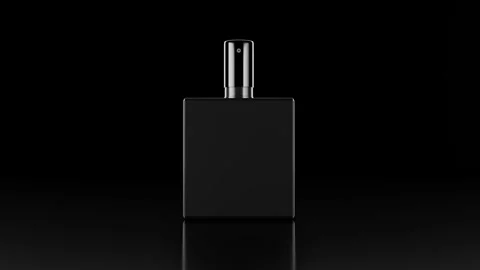 Mockup Perfume Bottle Isolated on Smooth Black Backdrop Showcasing Sleek Design Stock Footage 316311142
