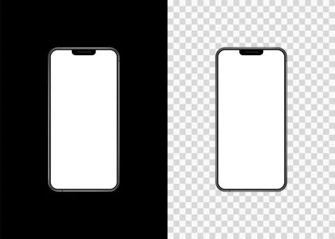 Mockup phone empty screen front view on isolated and black background. Vector Stock Illustration