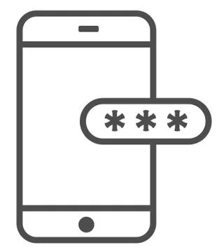 Mockup phone with encrypted password authentication. Two Factor Authenticatio Illustrazione stock