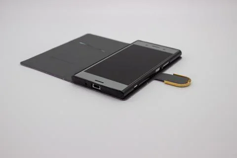 Mockup of the phone on a gray background Stock Photos