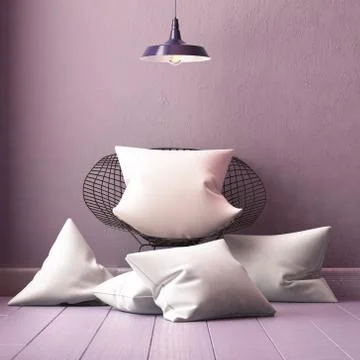 Mockup pillows in the interior. 3d Illustrazione stock