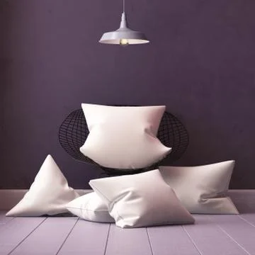 Mockup pillows in the interior. 3d Illustrazione stock