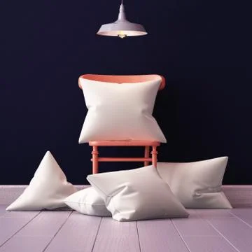 Mockup pillows in the interior. 3d Illustrazione stock