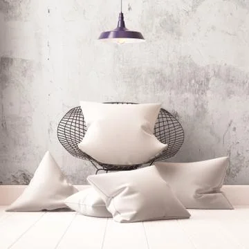Mockup pillows in the interior. 3d Stock Illustration
