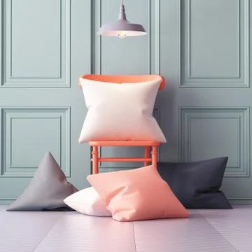 Mockup pillows in the interior. 3d Illustrazione stock
