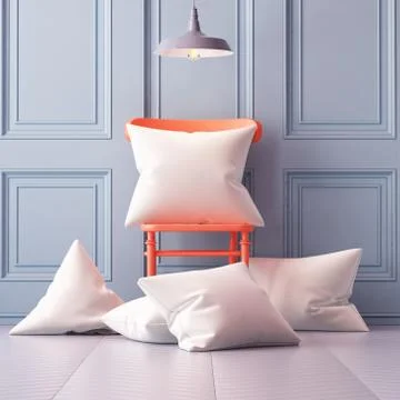 Mockup pillows in the interior. 3d Illustrazione stock