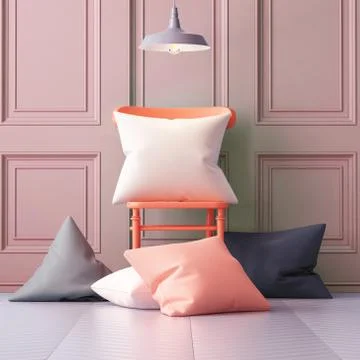 Mockup pillows in the interior. 3d Illustrazione stock