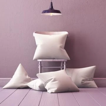 Mockup pillows in the interior. 3d Stock Illustration