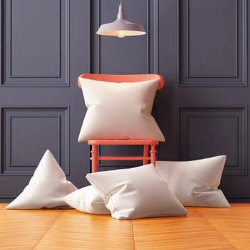 Mockup pillows in the interior. 3d Illustrazione stock