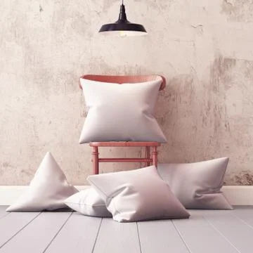 Mockup pillows in the interior. 3d Stock Illustration