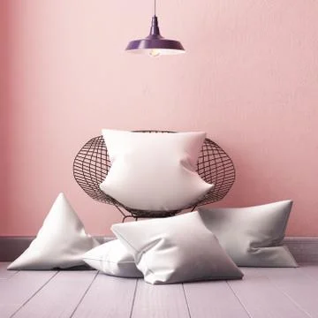 Mockup pillows in the interior. 3d Stock Illustration