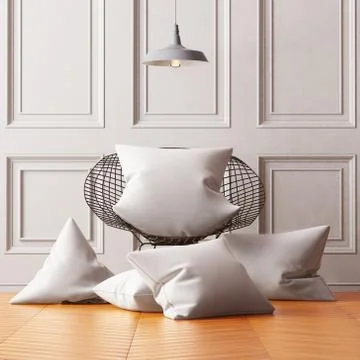 Mockup pillows in the interior. 3d Stock Illustration