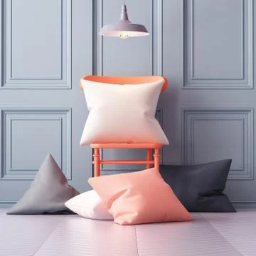 Mockup pillows in the interior. 3d Stock Illustration