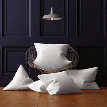 Mockup pillows in the interior. 3d Stock Illustration