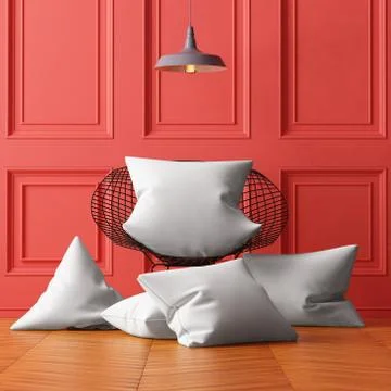 Mockup pillows in the interior. 3d Illustrazione stock