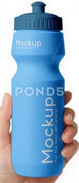Mockup of plastic sports bottle in a person's hand PSD Template