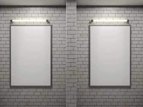 Mockup poster frame Image, simple scene. 3D Illustrazione stock