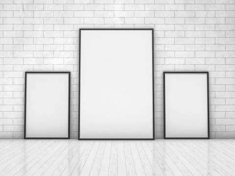 Mockup poster frame Image, simple scene. 3D Stock-Illustration