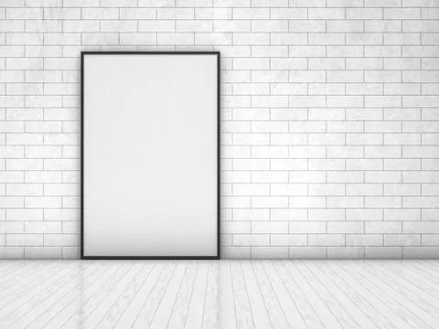 Mockup poster frame Image, simple scene. 3D Illustrazione stock