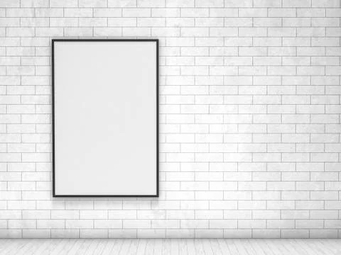 Mockup poster frame Image, simple scene. 3D Stock Illustration