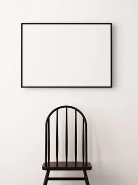 Mockup poster in the interior in a black frame on a white background Stock Illustration