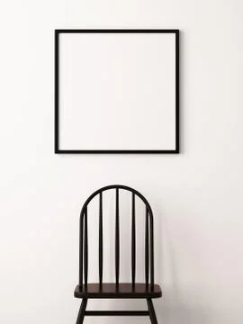 Mockup poster in the interior in a black frame on a white background Stock Illustration