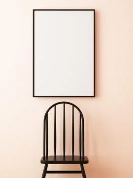 Mockup poster in the interior in a black frame on a white background Illustrazione stock