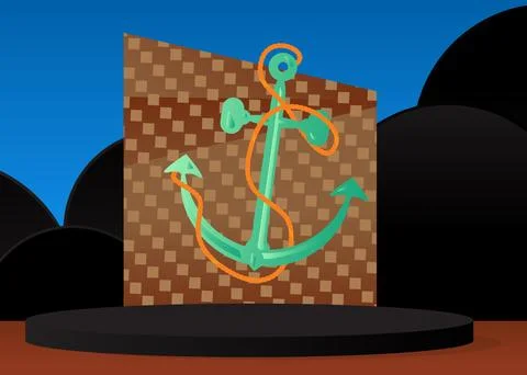 Mockup product display with Anchor. Vector cylinder pedestal podium. Stage .. Stock Illustration