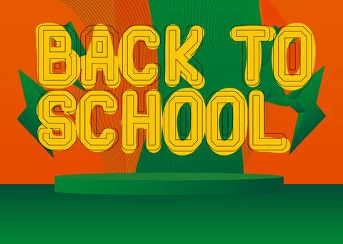 Mockup product display with Back to School Text. Vector cylinder pedestal p.. Stock Illustration