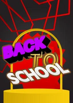 Mockup product display with Back to School Text. Vector cylinder pedestal p.. 스톡 일러스트