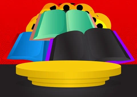 Mockup product display with Book. Vector cylinder pedestal podium. Stage sh.. Stock Illustration