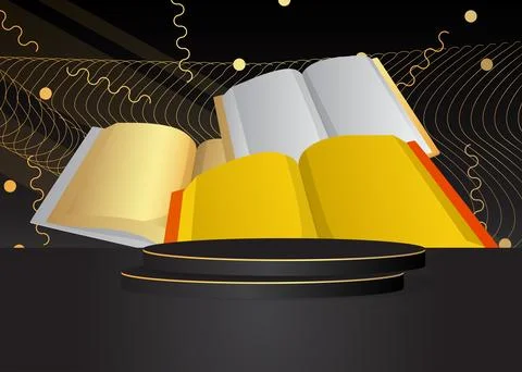 Mockup product display with Book. Vector cylinder pedestal podium. Stage sh.. Stock Illustration