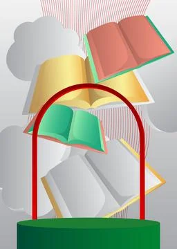 Mockup product display with Book. Vector cylinder pedestal podium. Stage sh.. Stock Illustration