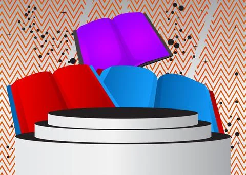 Mockup product display with Book. Vector cylinder pedestal podium. Stage sh.. Stock Illustration