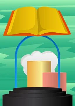 Mockup product display with Book. Vector cylinder pedestal podium. Stage sh.. Stock Illustration