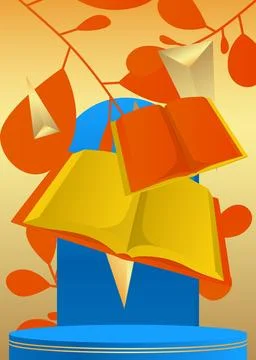 Mockup product display with Book. Vector cylinder pedestal podium. Stage sh.. Stock Illustration