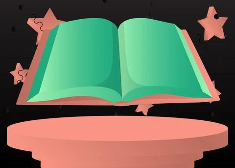 Mockup product display with Book. Vector cylinder pedestal podium. Stage sh.. Stock Illustration
