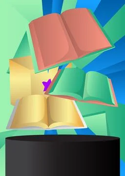 Mockup product display with Book. Vector cylinder pedestal podium. Stage sh.. Stock Illustration