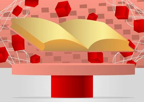 Mockup product display with Book. Vector cylinder pedestal podium. Stage sh.. Stock Illustration