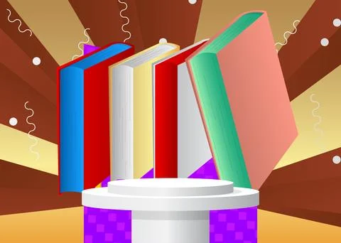 Mockup product display with Book. Vector cylinder pedestal podium. Stage sh.. Stock Illustration