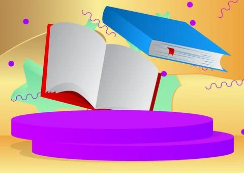 Mockup product display with Book. Vector cylinder pedestal podium. Stage sh.. Stock Illustration