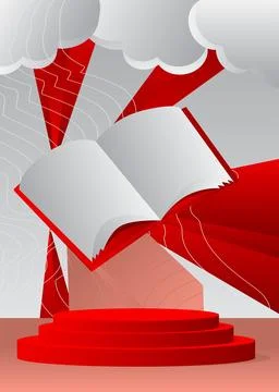 Mockup product display with Book. Vector cylinder pedestal podium. Stage sh.. Stock Illustration