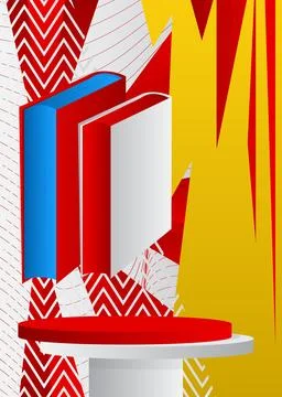 Mockup product display with Book. Vector cylinder pedestal podium. Stage sh.. Stock Illustration