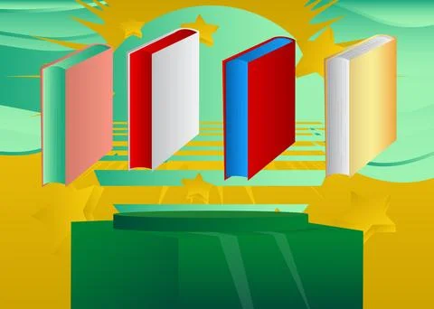 Mockup product display with Book. Vector cylinder pedestal podium. Stage sh.. Stock Illustration
