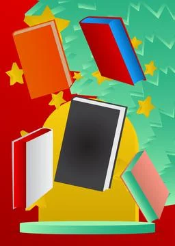 Mockup product display with Book. Vector cylinder pedestal podium. Stage sh.. Stock Illustration