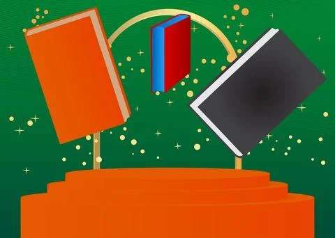 Mockup product display with Book. Vector cylinder pedestal podium. Stage sh.. Stock Illustration