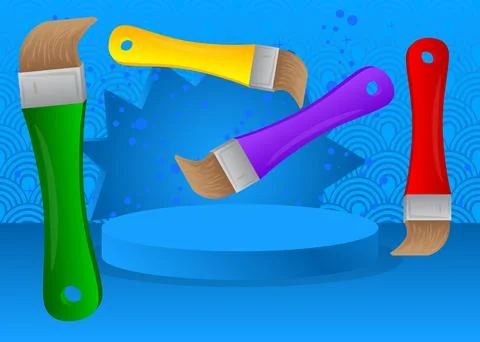 Mockup product display with Brush. Vector cylinder pedestal podium. Stage s.. Stock-Illustration