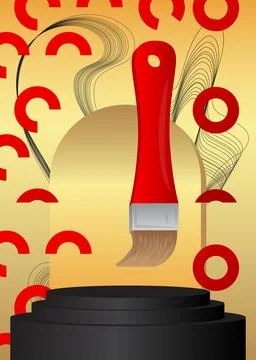 Mockup product display with Brush. Vector cylinder pedestal podium. Stage s.. Illustrazione stock