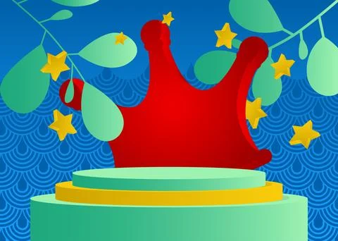 Mockup product display with Crown. Vector cylinder pedestal podium. Stage s.. Stock Illustration